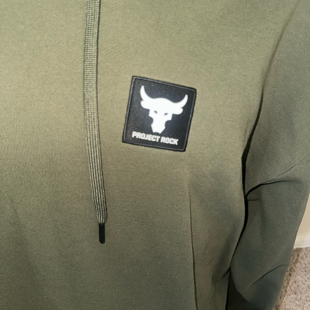 Men’s used pre owned Project Rock Under armour hoodie Olive logo size XL - Picture 5 of 7